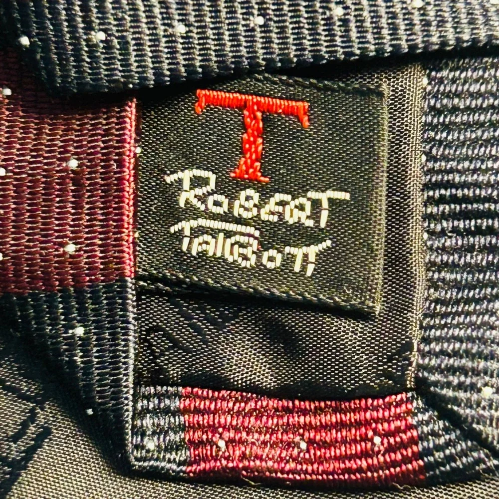 Robert Talbott Necktie Mens Burgundy Navy Striped Silk Woven in England 3